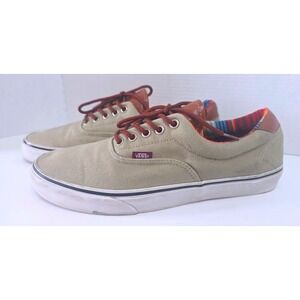 Vans Era 59 Khaki Tan Canvas Leather C&L Low Top Skate Shoes Mens 13 TC6D Serape